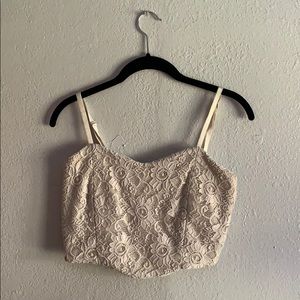 Cream lace crop top